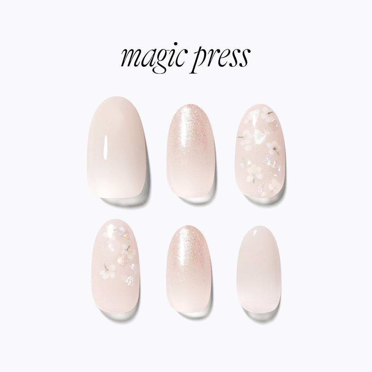 White Floral - Magic Press - Manicure - Dashing Diva Singapore