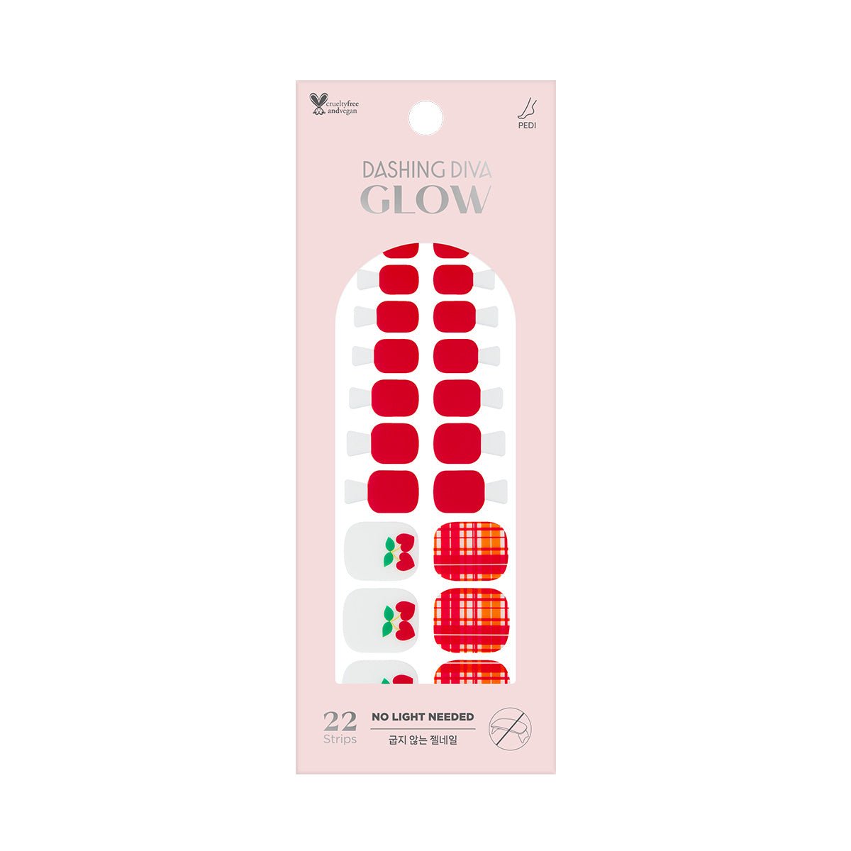 Cherry Check - Glow Gel Sticker - Pedicure - Dashing Diva Singapore