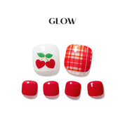 Cherry Check - Glow Gel Sticker - Pedicure - Dashing Diva Singapore