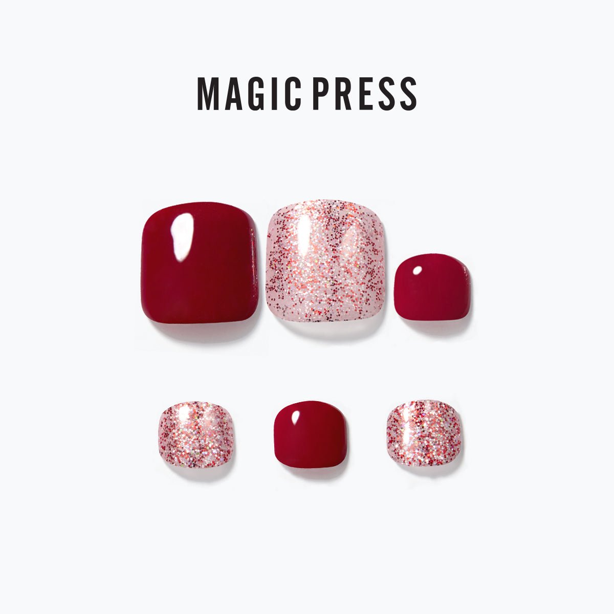 Glittering Red - Magic Press Art - Pedicure - Dashing Diva Singapore