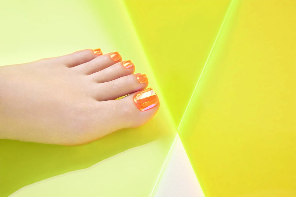 Neon Light Orange - Magic Press Art - Pedicure - Dashing Diva Singapore