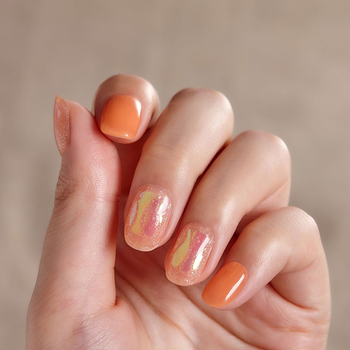 Orange Glass - Glaze Art - Manicure - Dashing Diva Singapore